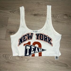 Miss Selfridge Ribbed New York Graphic Bralet Crop Top Size 12 NWT